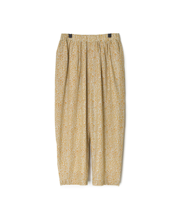 INMDS26106 80s COTTON FLOWER BLOCK PRINT 2TUCK TAPERED EASY PANTS