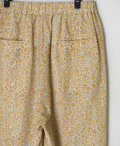 INMDS26106 80s COTTON FLOWER BLOCK PRINT 2TUCK TAPERED EASY PANTS