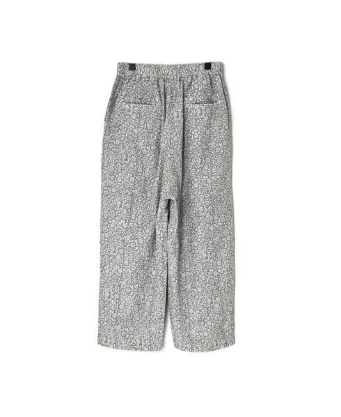 INMDS26106 80s COTTON FLOWER BLOCK PRINT 2TUCK TAPERED EASY PANTS