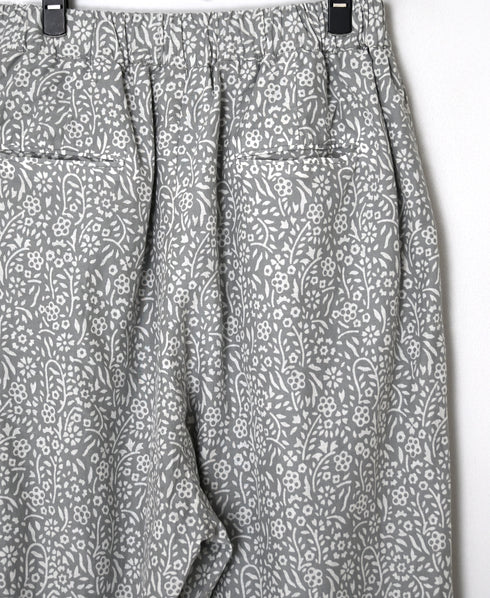 INMDS26106 80s COTTON FLOWER BLOCK PRINT 2TUCK TAPERED EASY PANTS
