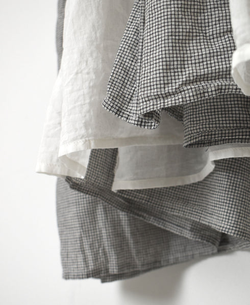 INMDS26112W HANDWOVEN COTTON SINGLE CHECK PATCHWORK BALL BUTTON SHIRTS DRESS