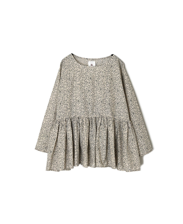 NMDS26121 POWER LOOM CO VOILE ARABESQUE HAND SCREEN PRINT RAJASTHAN TUCK GATHERED 3/4SL PULLOVER