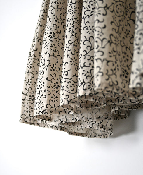 NMDS26121 POWER LOOM CO VOILE ARABESQUE HAND SCREEN PRINT RAJASTHAN TUCK GATHERED 3/4SL PULLOVER
