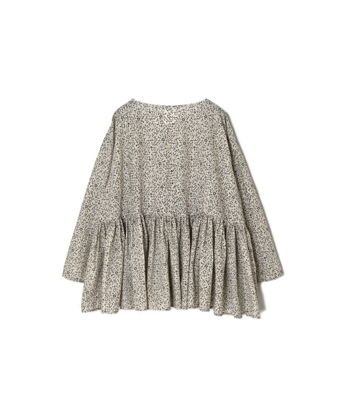 NMDS26121 POWER LOOM CO VOILE ARABESQUE HAND SCREEN PRINT RAJASTHAN TUCK GATHERED 3/4SL PULLOVER