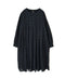INMDS26714 COTTON/SILK SELF FINE CHECK INVERTED PLEATED L/SL DRESS WITH LINING