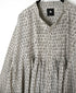 INMDS26722 80s VOILE LITTLE TREE BLOCK PRINT MINI PINTUCK BANDED COLLAR SHIRTS