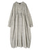 INMDS26723 80s VOILE LITTLE TREE BLOCK PRINT CREW-NECK DRESS WITH MINI PINTUCK