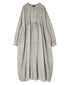 INMDS26723 80s VOILE LITTLE TREE BLOCK PRINT CREW-NECK DRESS WITH MINI PINTUCK