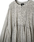 INMDS26723 80s VOILE LITTLE TREE BLOCK PRINT CREW-NECK DRESS WITH MINI PINTUCK