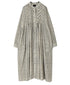 INMDS26727 80s VOILE LITTLE TREE BLOCK PRINT MINI PINTUCK BANDED COLLAR SHIRTS DRESS