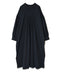 INMDS26733 HANDWOVEN HEAVY COTTON PLAIN WITH SELVAGE BACK OPENING CREW-NECK DRESS WITH MINI PINTUCK