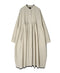 INMDS26734 HANDWOVEN HEAVY COTTON PLAIN WITH SELVAGE BANDED COLLAR SHIRTS DRESS WITH MINI PINTUCK