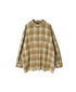 INMDS26741 HANDWOVEN HEAVY COTTON UNIQUE GINGHAM CHECK BANDED COLLAR SHIRTS WITH INVERTED PLEATS
