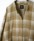 INMDS26741 HANDWOVEN HEAVY COTTON UNIQUE GINGHAM CHECK BANDED COLLAR SHIRTS WITH INVERTED PLEATS