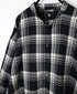 INMDS26741 HANDWOVEN HEAVY COTTON UNIQUE GINGHAM CHECK BANDED COLLAR SHIRTS WITH INVERTED PLEATS
