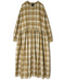 INMDS26744 HANDWOVEN HEAVY COTTON UNIQUE GINGHAM CHECK CREW NECK DRESS WITH PINTUCK