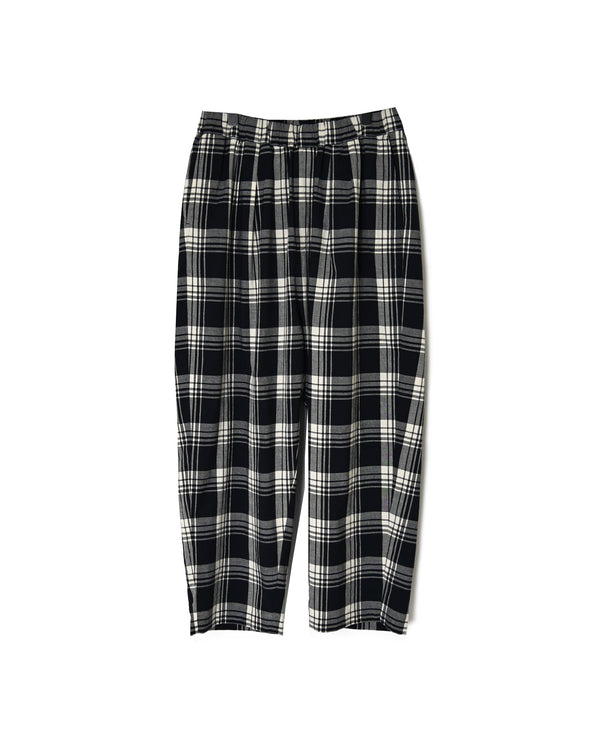 INMDS26745 HANDWOVEN HEAVY COTTON UNIQUE GINGHAM CHECK 2TUCK TAPERED EASY PANTS WITH LINING