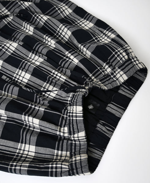 INMDS26745 HANDWOVEN HEAVY COTTON UNIQUE GINGHAM CHECK 2TUCK TAPERED EASY PANTS WITH LINING