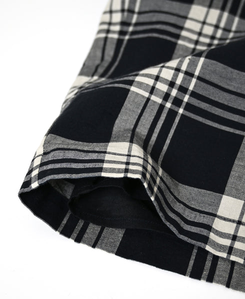 INMDS26745 HANDWOVEN HEAVY COTTON UNIQUE GINGHAM CHECK 2TUCK TAPERED EASY PANTS WITH LINING