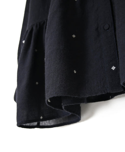 INMDS26761 BOILED WOOL SQUARE JACQUARD REGULAR COLLAR GATHERED SHIRTS