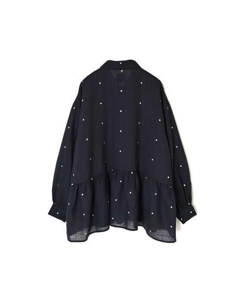 INMDS26761 BOILED WOOL SQUARE JACQUARD REGULAR COLLAR GATHERED SHIRTS