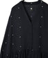 INMDS26763 BOILED WOOL SQUARE JACQUARD GATHERED V-NECK DRESS
