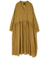 INMDS26763 BOILED WOOL SQUARE JACQUARD GATHERED V-NECK DRESS