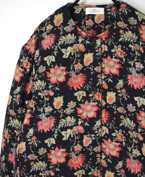 INSL24731 60s CAMBRIC FLOWER PRINT NO COLLAR JACKET