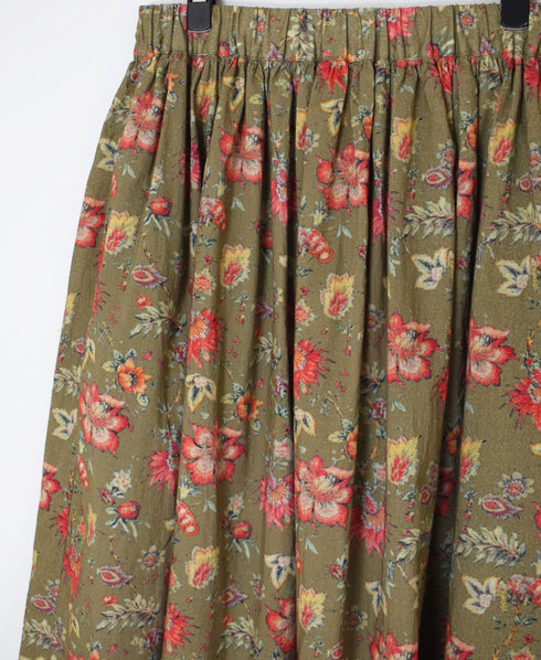 INSL24735 60s CAMBRIC FLOWER PRINT GATHERED SKIRT