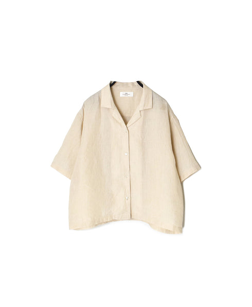 INSL26301 60s LINEN PLAIN OPEN COLLAR SHIRTS