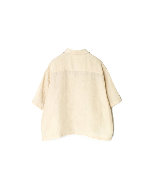 INSL26301 60s LINEN PLAIN OPEN COLLAR SHIRTS