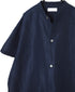 INSL26323 60s AUTO LOOM COTTON/LINEN PLAIN BANDED COLLAR S/SL TUNIC