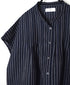 INSL26331 60s AUTO LOOM COTTON/LINEN STRIPE BANDED COLLAR FRENCH/SL PINTUCK SHIRTS