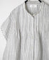 INSL26331 60s AUTO LOOM COTTON/LINEN STRIPE BANDED COLLAR FRENCH/SL PINTUCK SHIRTS
