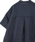 INSL26333 60s AUTO LOOM COTTON/LINEN STRIPE BANDED COLLAR S/SL TUNIC