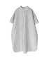 INSL26333 60s AUTO LOOM COTTON/LINEN STRIPE BANDED COLLAR S/SL TUNIC