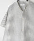 INSL26333 60s AUTO LOOM COTTON/LINEN STRIPE BANDED COLLAR S/SL TUNIC