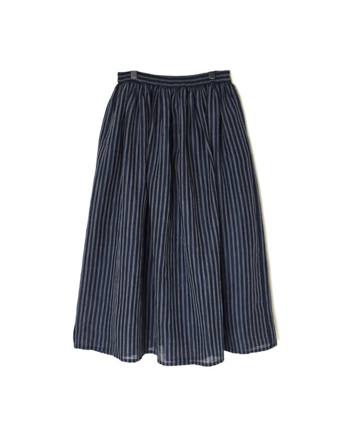 INSL26335 60s AUTO LOOM COTTON/LINEN STRIPE GATHERED SKIRT
