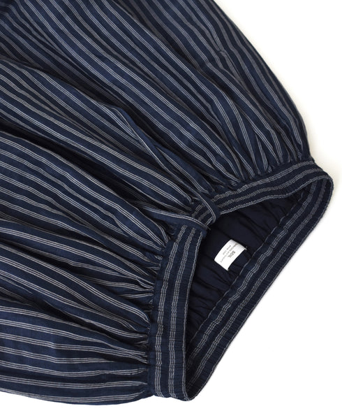 INSL26335 60s AUTO LOOM COTTON/LINEN STRIPE GATHERED SKIRT
