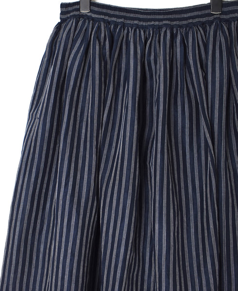INSL26335 60s AUTO LOOM COTTON/LINEN STRIPE GATHERED SKIRT