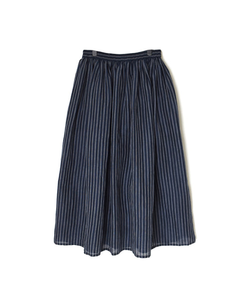 INSL26335 60s AUTO LOOM COTTON/LINEN STRIPE GATHERED SKIRT