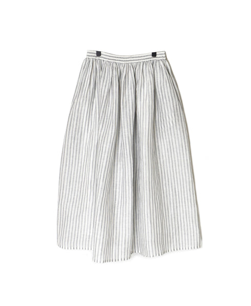 INSL26335 60s AUTO LOOM COTTON/LINEN STRIPE GATHERED SKIRT