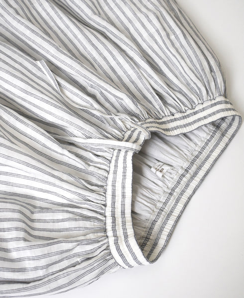 INSL26335 60s AUTO LOOM COTTON/LINEN STRIPE GATHERED SKIRT