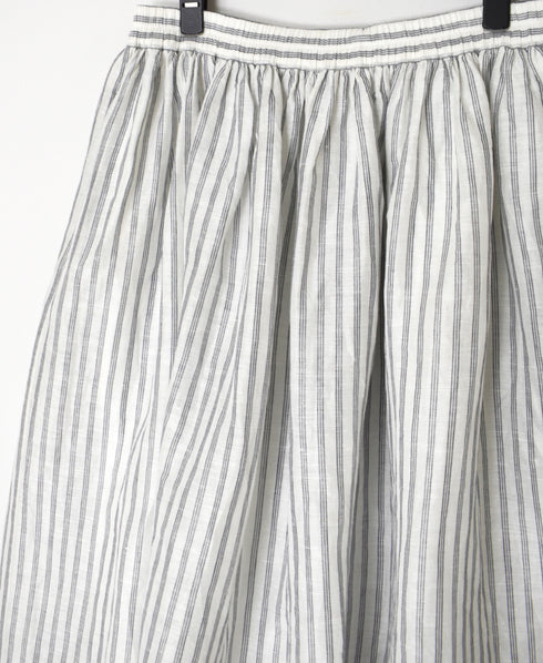 INSL26335 60s AUTO LOOM COTTON/LINEN STRIPE GATHERED SKIRT