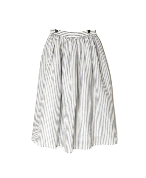 INSL26335 60s AUTO LOOM COTTON/LINEN STRIPE GATHERED SKIRT