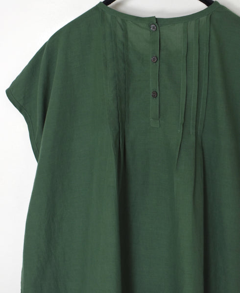 INSL26342 80s VOILE PLAIN WITH CUT WORK LACE CREW NECK FRENCH/SL SHIRTS WITH PINTUCK