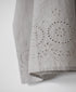 INSL26342 80s VOILE PLAIN WITH CUT WORK LACE CREW NECK FRENCH/SL SHIRTS WITH PINTUCK