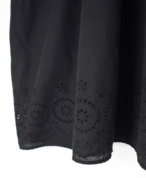 INSL26342 80s VOILE PLAIN WITH CUT WORK LACE CREW NECK FRENCH/SL SHIRTS WITH PINTUCK