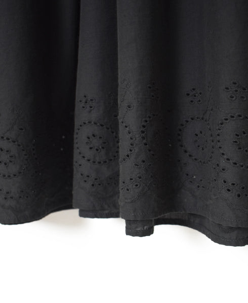 INSL26343 80s VOILE PLAIN WITH CUT WORK LACE CREW NECK PULLOVER DRESS
