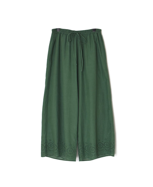 INSL26345 80s VOILE PLAIN WITH CUT WORK LACE EASY PANTS